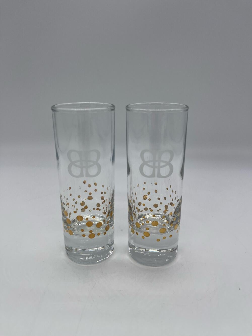 Set of 2 Baileys Shot Glasses w/ Gold Dots